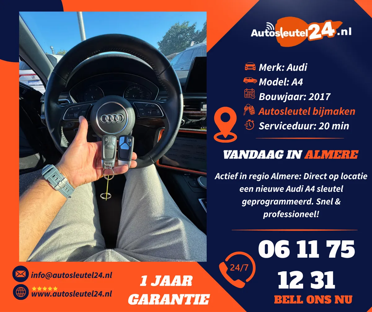 Audi autosleutel bijmaken en inleren op locatie