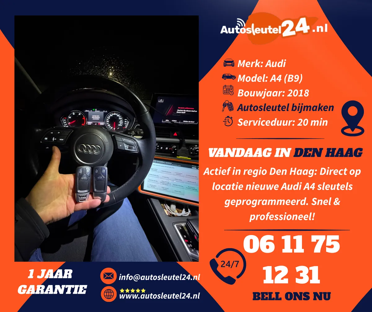 Audi autosleutel bijmaken en inleren op locatie