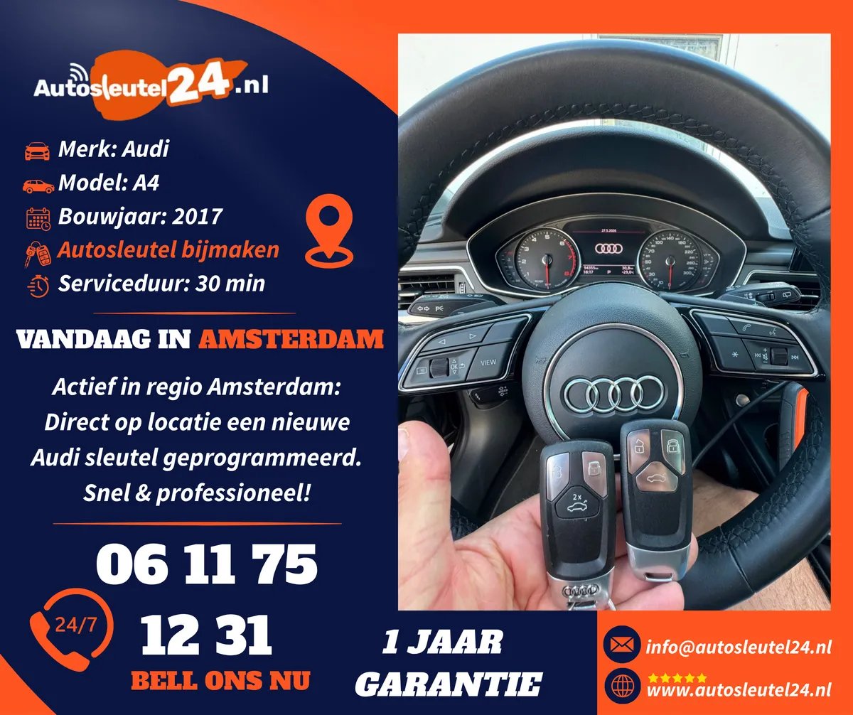 Audi autosleutel bijmaken en inleren op locatie