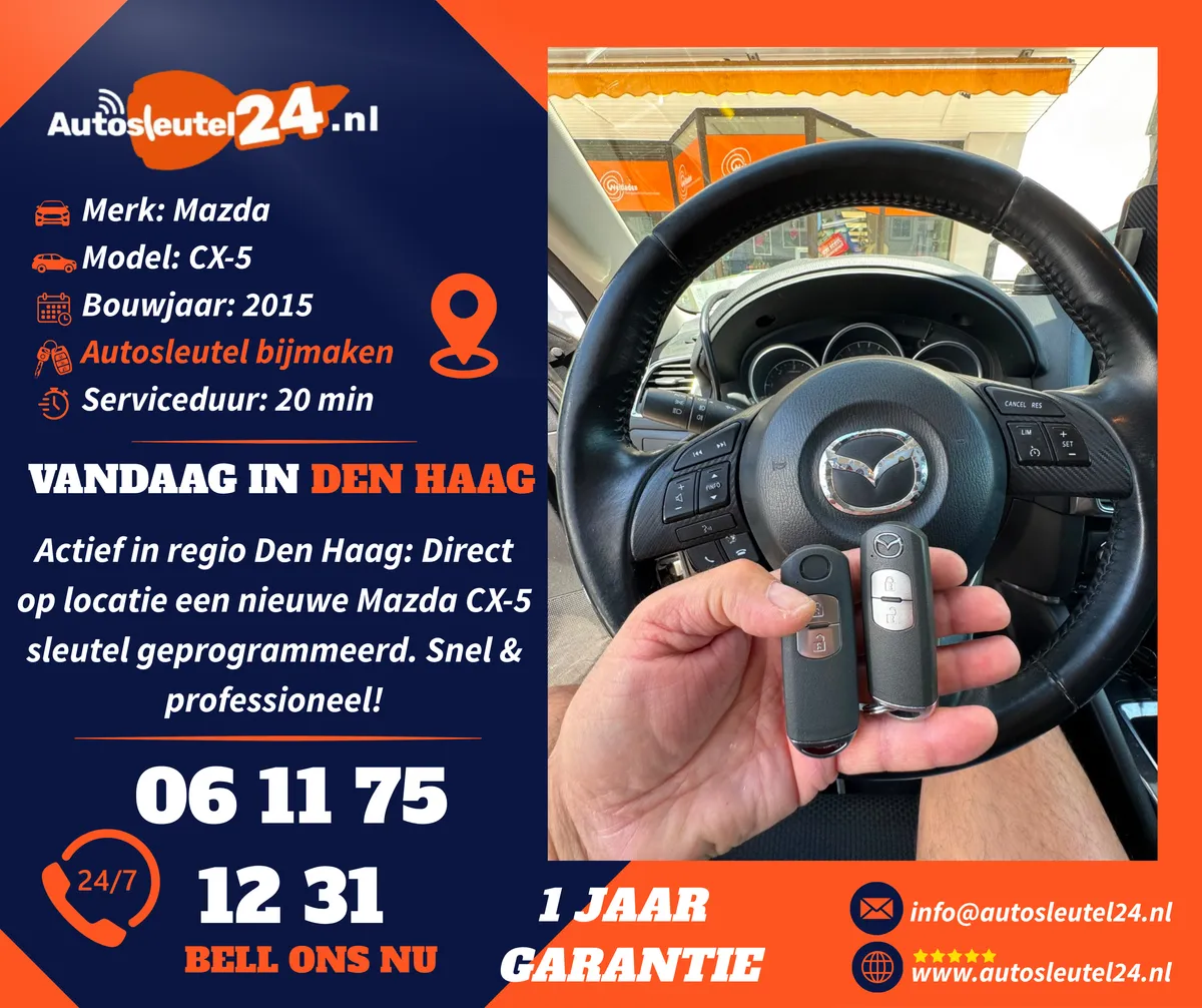 Mazda autosleutel bijmaken en inleren op locatie