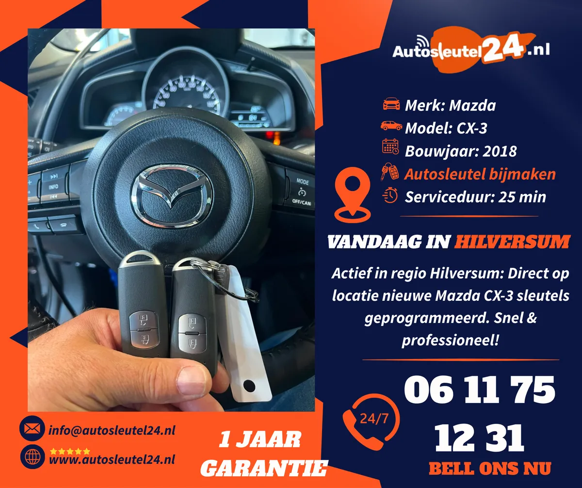 Mazda autosleutel bijmaken en inleren op locatie