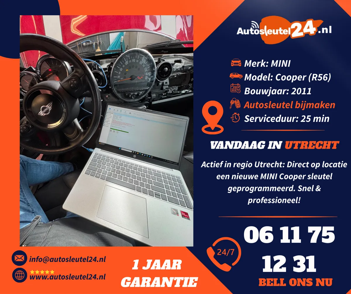 Mini autosleutel bijmaken en inleren op locatie