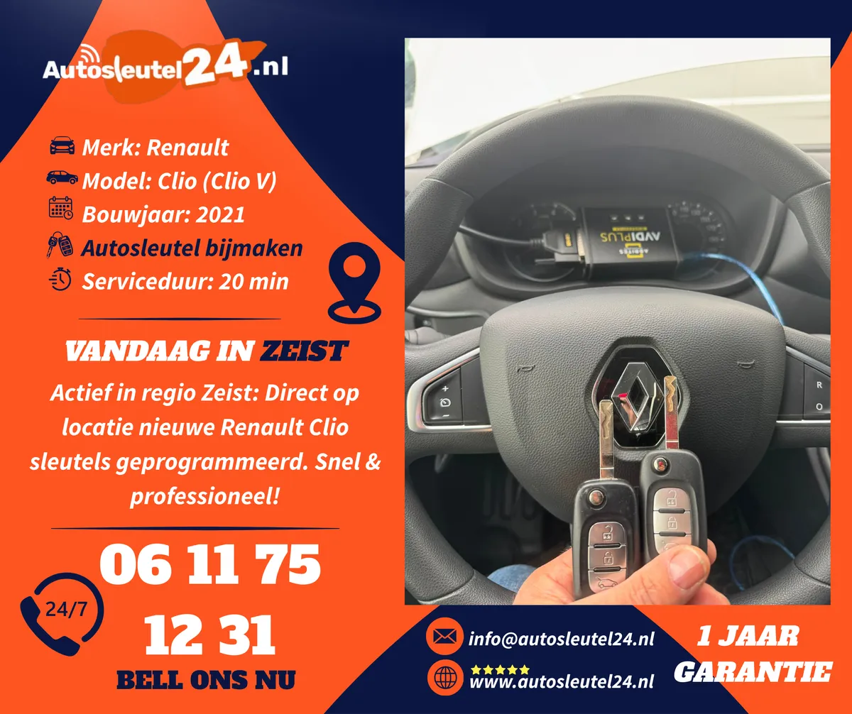 Renault autosleutel bijmaken en inleren op locatie