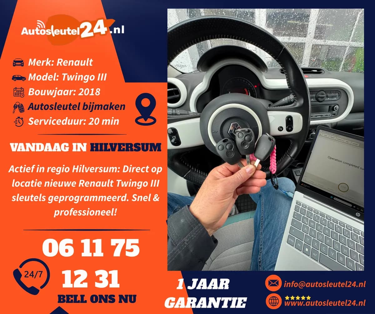 Renault autosleutel bijmaken en inleren op locatie