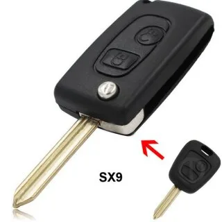 Klapsleutel behuizing geschikt voor Citroën C4 Grand Picasso, C4 Picasso, C8 en Peugeot – 2 knoppen (06RC1CT)